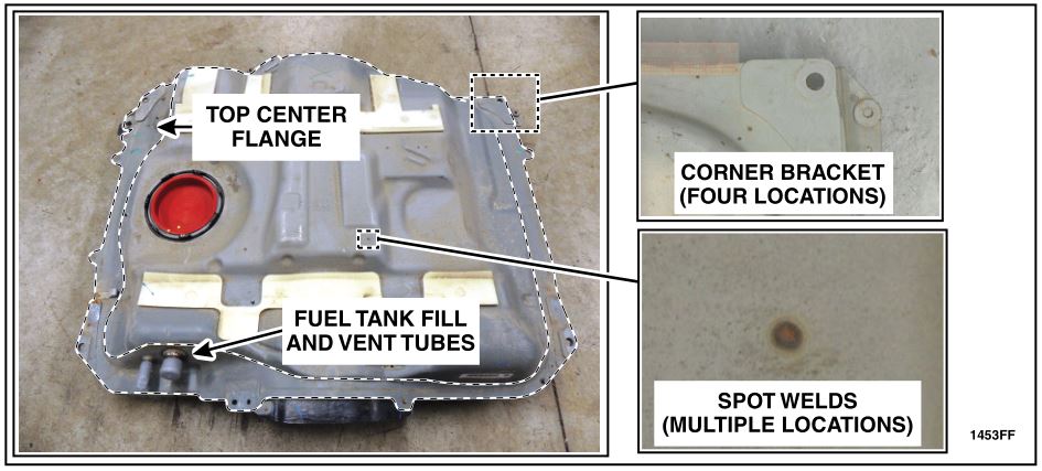 fuel tank corner bracket areas